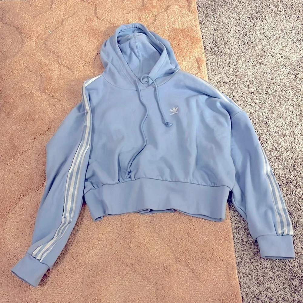 Light blue Adidas cropped hoodie - Picture 1 of 4